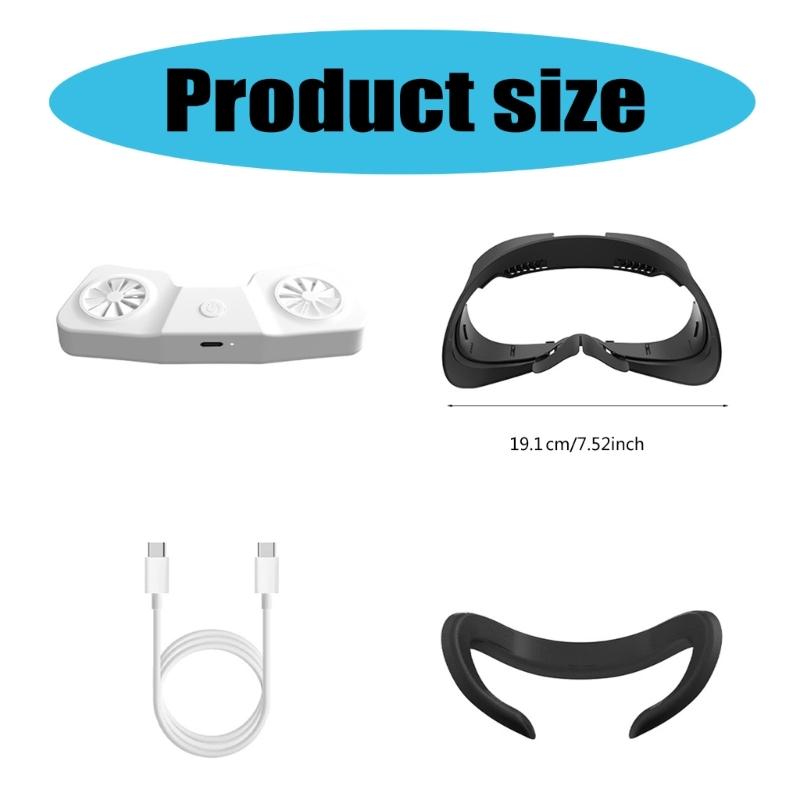 Ice Spong/PU Leather Face Cushion Breathable Cover Virtual Reality Headset Cooling Fan Interface & Adjustable Lens Guard