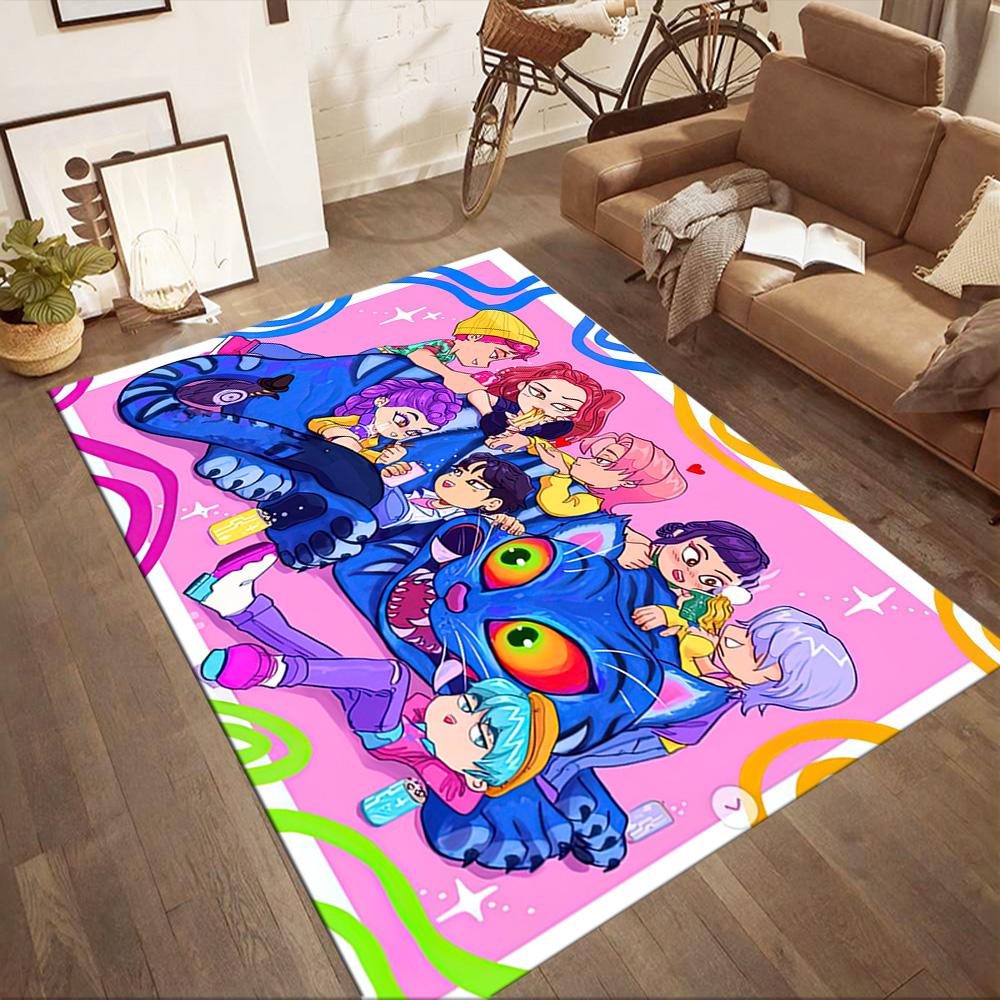 K-pop Demon Hunters Huntrix Square rugs are a great choice for living rooms, bedrooms, home décor, and as gifts