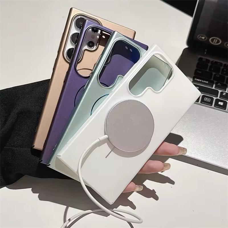 Plating Case Bumper for Samsung S25 Ultra/S24 Ultra/S25 Plus/S23 - MagSafe Wireless Charging Shockproof Hard Shell Cover
