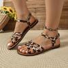 Fashion 2025 New Ladies Shoes Elastic Band Women's Sandals Fashion Leopard Print Summer Casual Comfortable Plus Size Flat Sandalszapatos