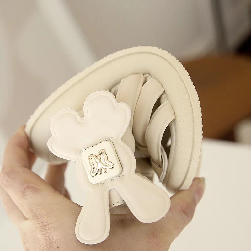 Kids Beach Shoes Open Toes Non-slip Girls Roman Sandals with Cute Rabbit Ins Trendy 2025 New Fashion Children Princess Shoes