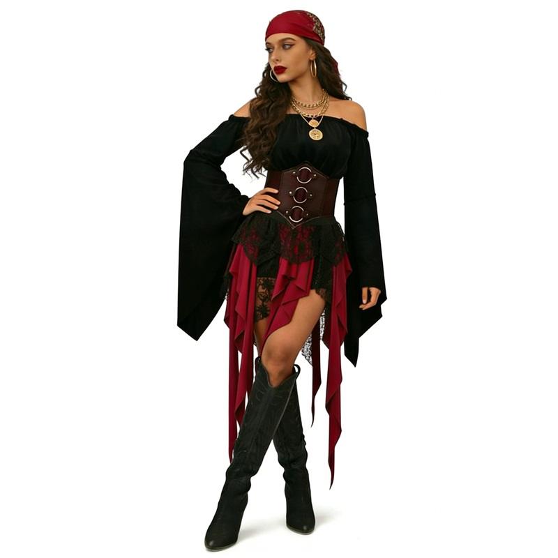 Sieviešu pirātu cosplay kostīms, plecu nost