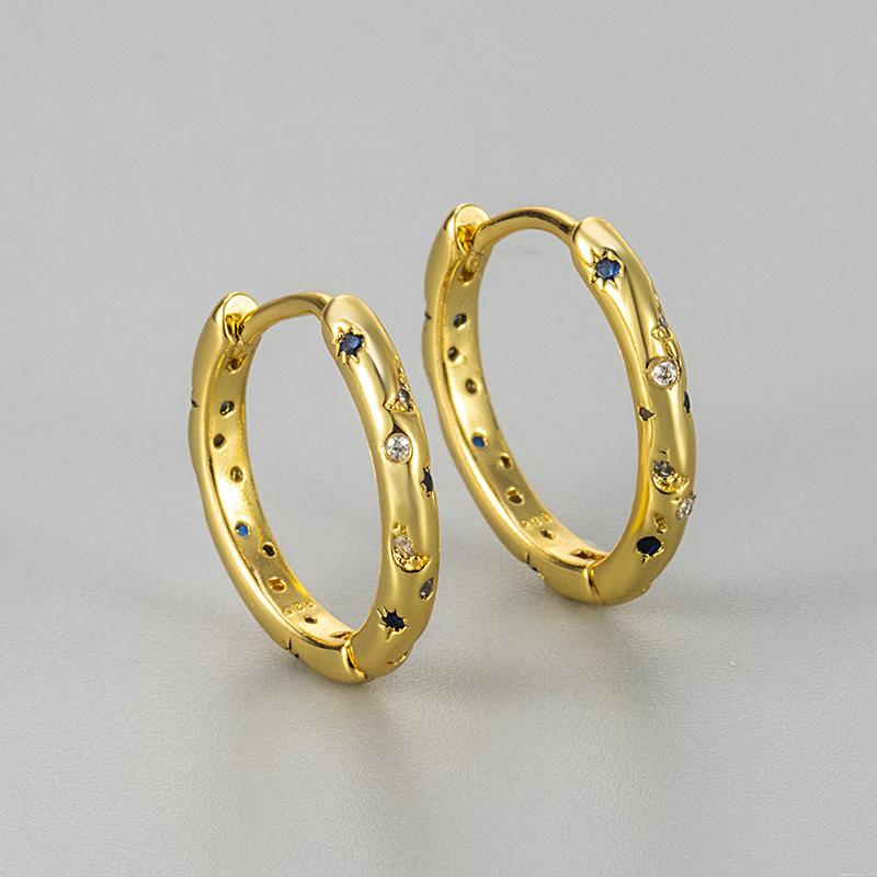 Minimalist Rhinestone Four Pointed Star Hoop Earrings For Women Chic Delicate Versatile Daily Wear Unique Ear Cuffs copper