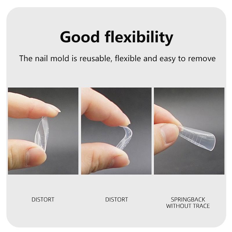 120Pcs Box-Packed Nail Mold Extension Paperless Tray Extension Nail Plate Ultrathin Reusable Transparent With Scale
