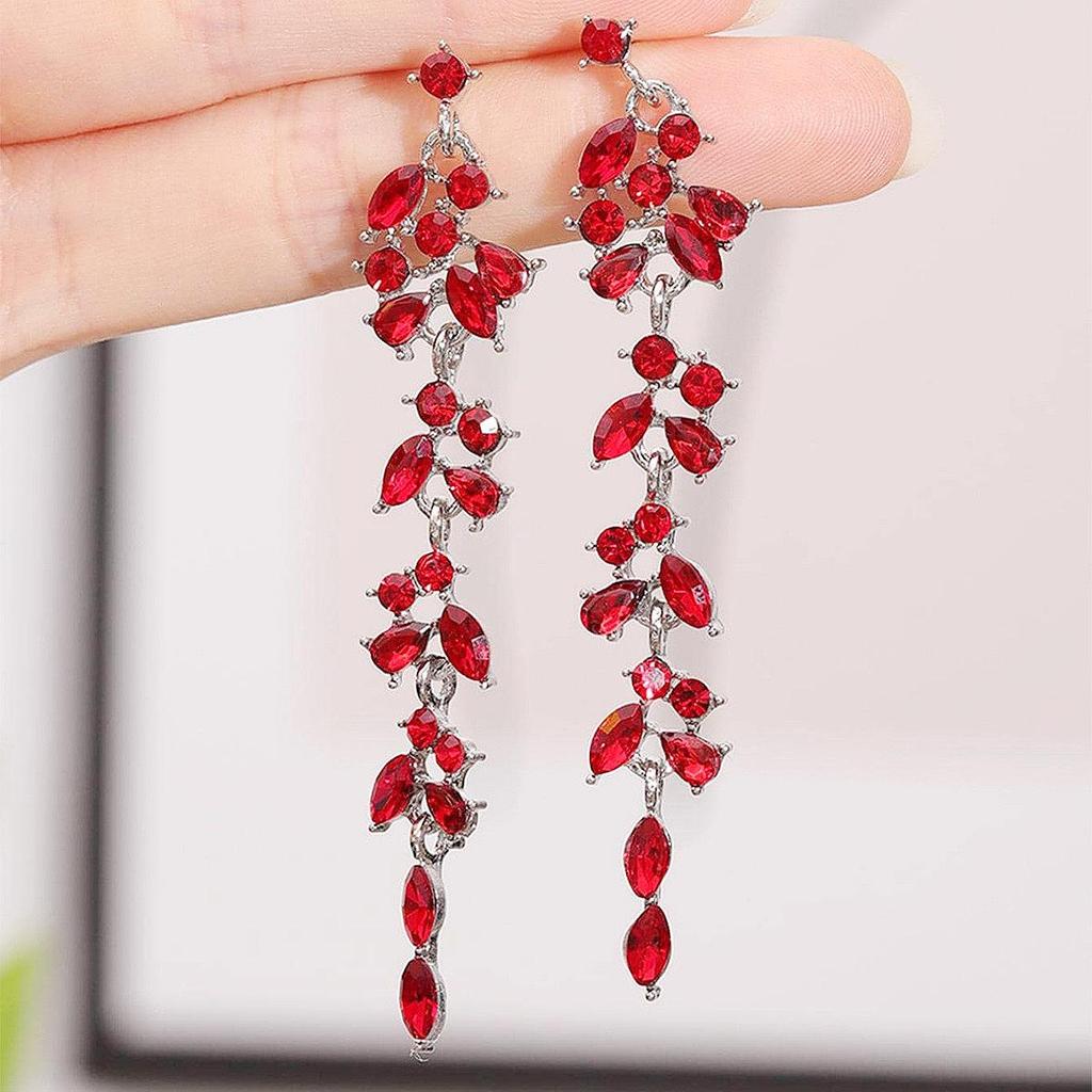 Exquisite French Rhinestone Geometric Tassel Dangle Earrings