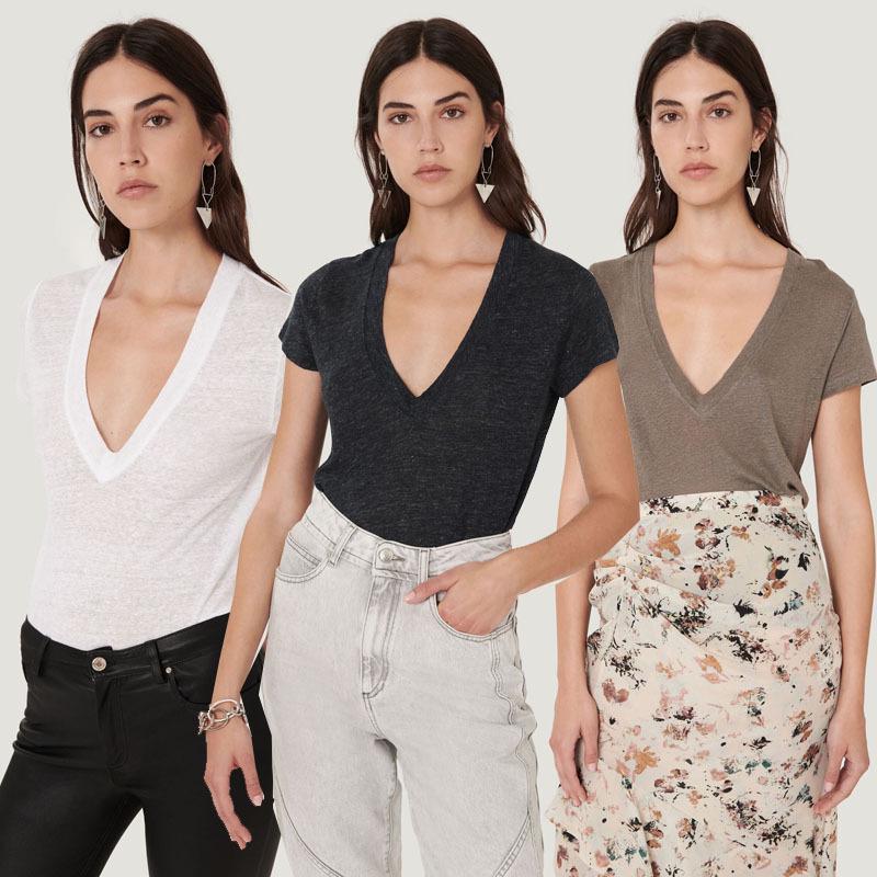 

No returns or exchanges. French high-end women s deep V cotton and linen T-shirt: comfortable, lightweight, breathable, and versatile. M (In Stock)