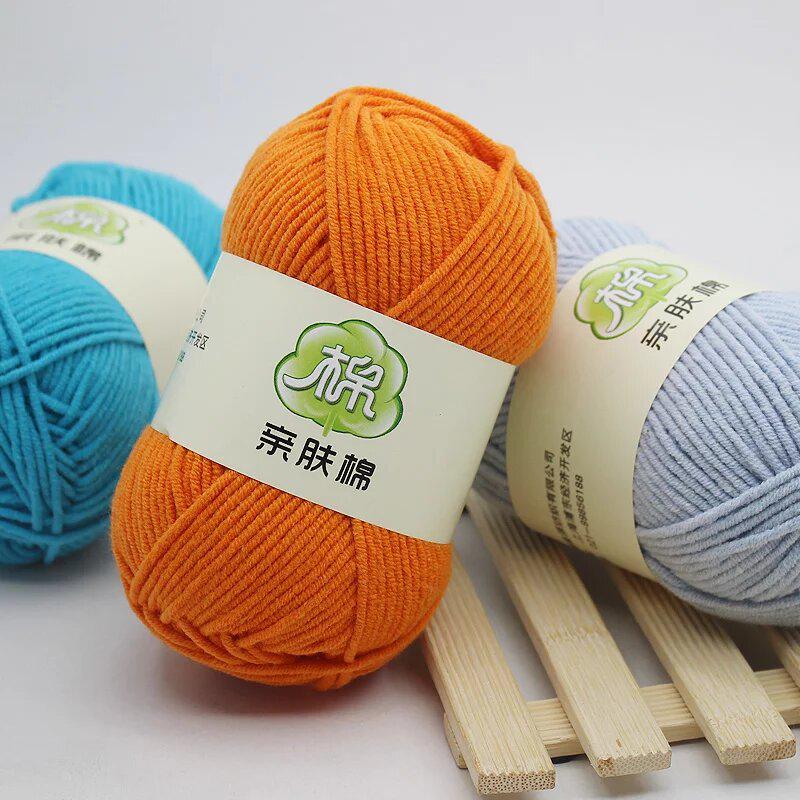 Combed Milk Cotton 5-Strand Yarn Pack for Hand-Knitted Scarves, Medium Thick, DIY Blanket Knitting, Crochet Material.