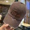 Retro three-dimensional embroidered peaked cap female couple niche trendy brand face small sunshade baseball cap