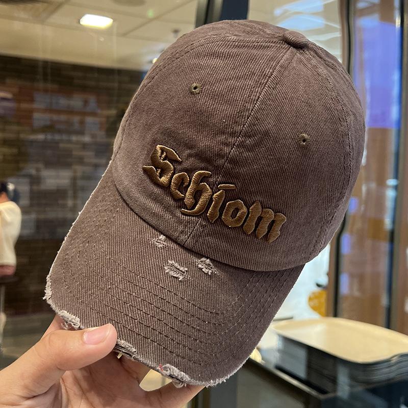 Retro three-dimensional embroidered peaked cap female couple niche trendy brand face small sunshade baseball cap