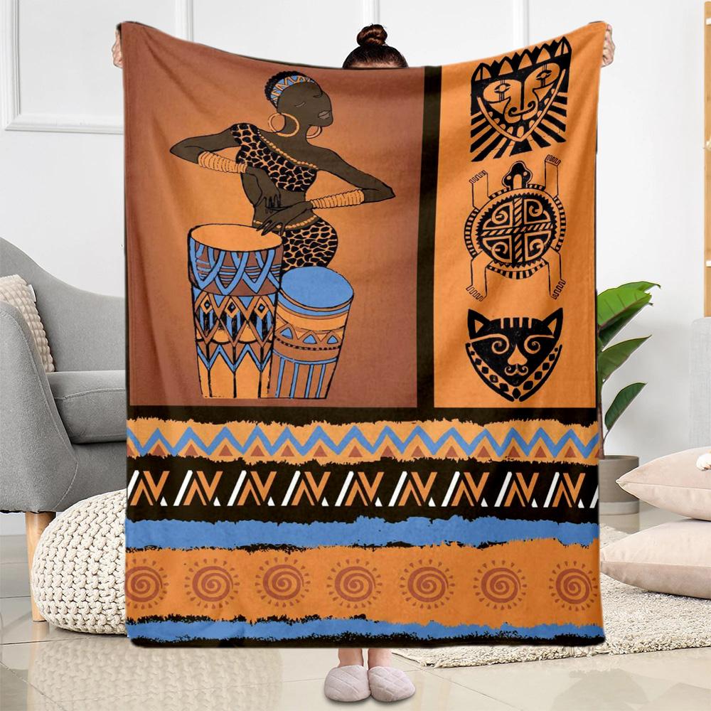 African Style Blanket Durable Comfort Perfect for Couch Chair Seaside Four Seasons Multipurpose Digital Print Gift for Travel Home Birthdays