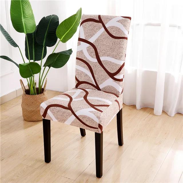 New Geometric Dining Chair Cover Spandex Elastic Chair Slipcover Case Stretch Chair Covers for Wedding Hotel Banquet Dining Room