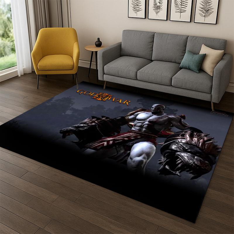 Retro God of War Game Kratos Carpet Rug for Bedroom Living Room Sofa Playroom Doormat Home Decor,Kid Area Rug Non-slip gift