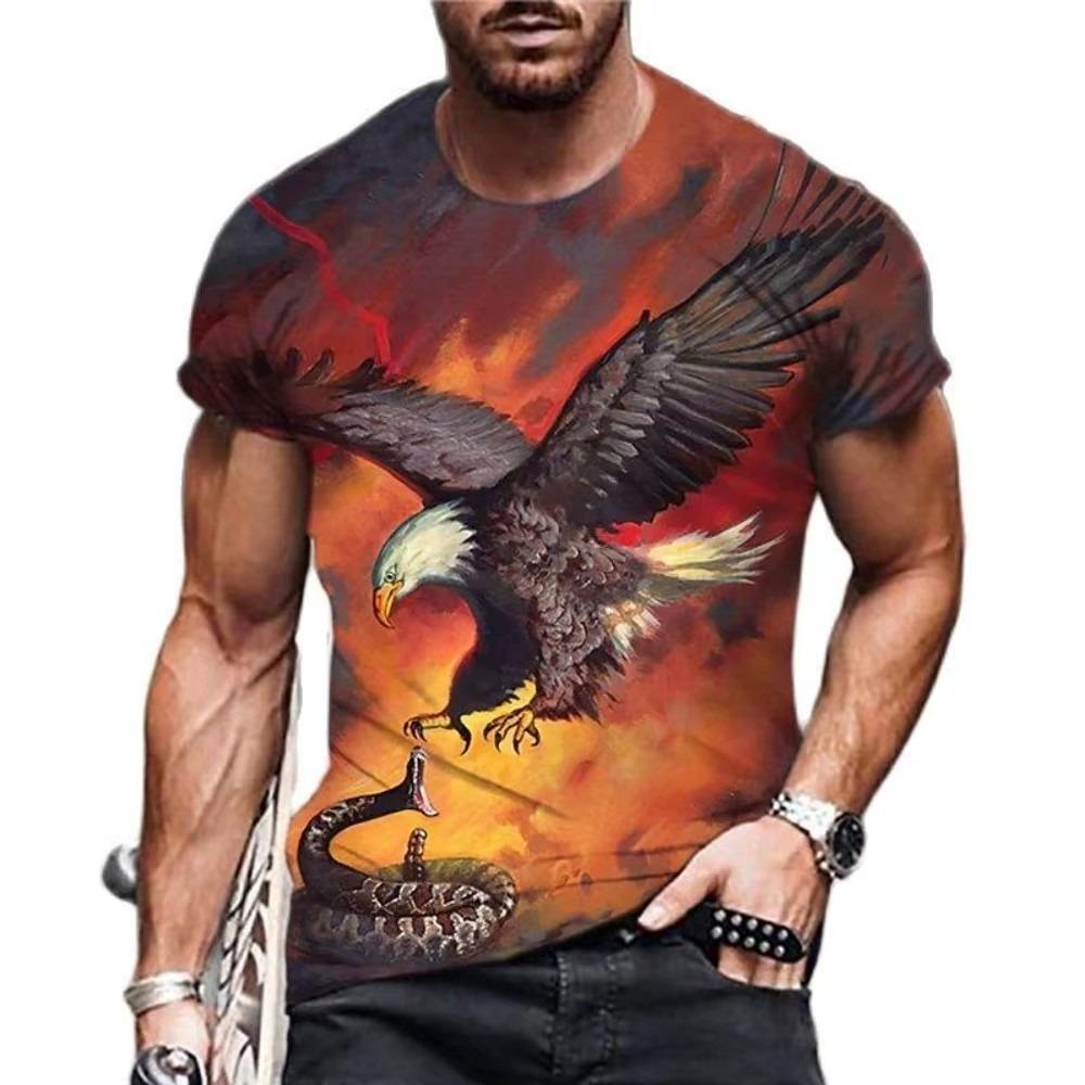 Men's 3D Printed Lightning Eagle Pattern T-Shirt