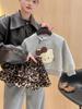 Girls' Autumn Sweatshirt Dress Set: 3D Cartoon Top & Leopard Skirt Two-Piece