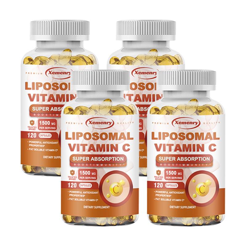Xemenry Liposomal Vitamin C 1500mg Capsules 120ct — Fat-Soluble Complex with Phospholipids, Super Absorption, Vegan Veggie Capsules