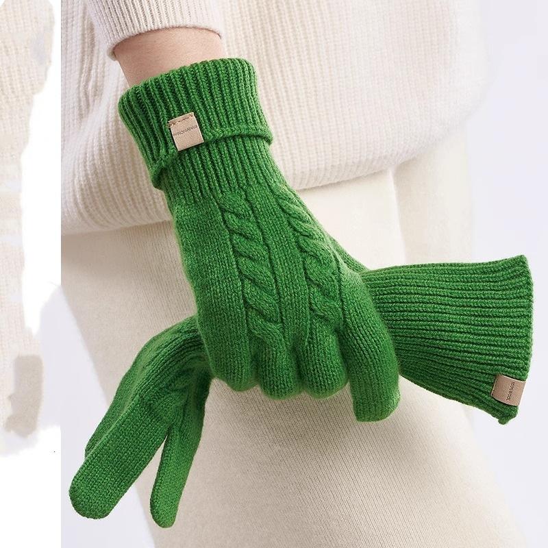 

Зимние перчатки из чистой шерсти, модные и теплые. Однотонные вязаные перчатки без пальцев из крученой шерсти