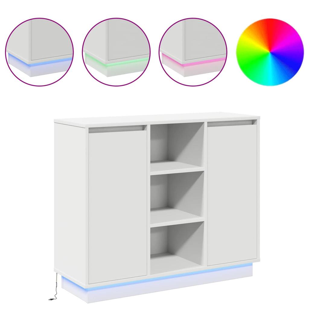 LED Sideboard Weiß 90 x 32 x 75 cm Spanplatte