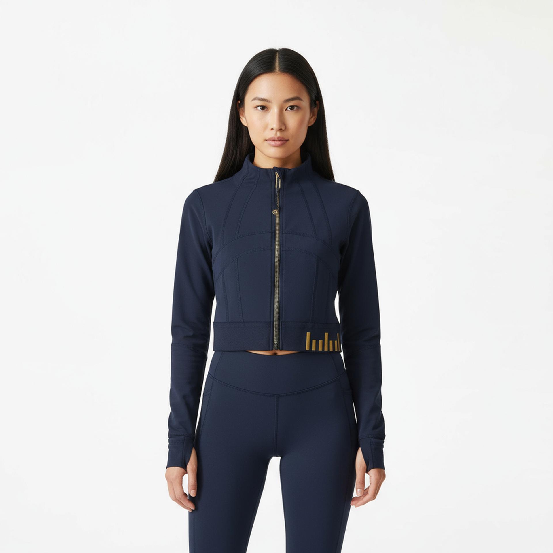 Women s Cropped Double-sided Brushed Yoga Jacket Large тёмно-синий 2590₽