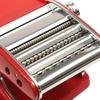 Pasta Maker Machine, Manual Noodle Maker with 3 Blades, 6 Adjustable Thicknesses, Red Stainless Steel, Ergonomic Handle,