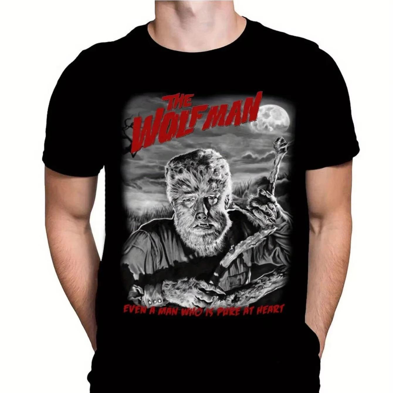 THE WOLF MAN HORROR MOVIE TSHIRT UNIVERSAL MONSTERS 1940S RETRO HORROR Graphic Short Sleeve Shirt Unisex Men Women Summer S