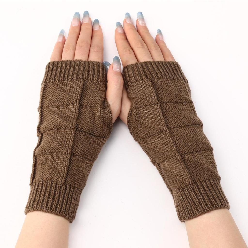 Neue Herbst und Winter Damen gestrickte warme Handschuhe Halbfingerärmel kurze Armärmel