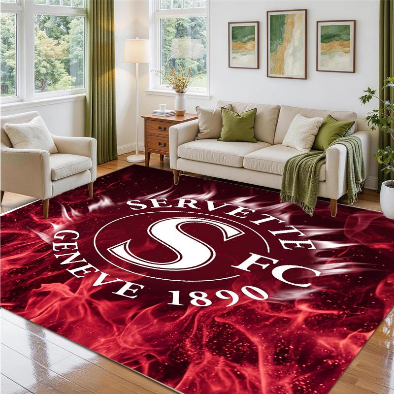 Servette FC Design Křišťálový Sametový Koberec Měkká Dekorativní Rohožka pro Ložnici Vstup