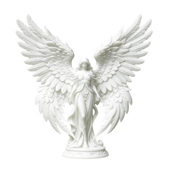 3D Printed Angel Figurine with Large Wings White Matte Angel Statue Aesthetic Minimalist