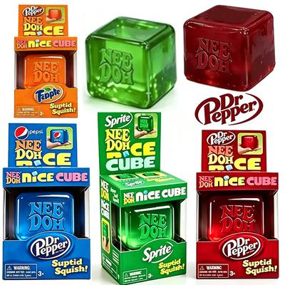 NeeDoh Nice Cube Super Squeeze Sensory Fidget Toy, Translucent Red Stress Relief Squishy Cube for Kids & Adults Anxiety Relief