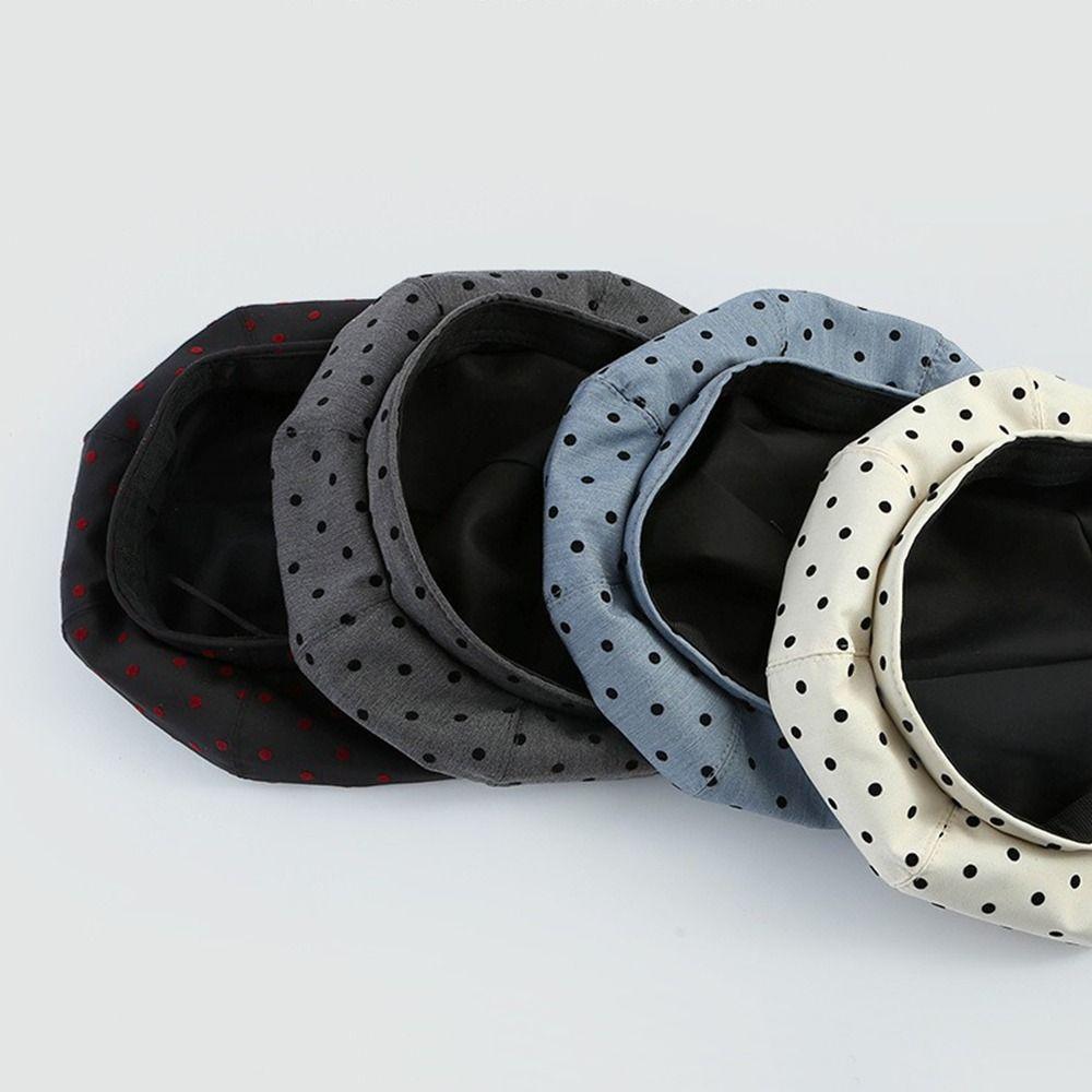 Versatile Polka Dot Berets Y2k Beanie Cap Japanese Painter Berets  Female