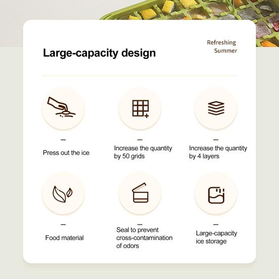 Ice Cube Trays with Bin Ice Shovel 100/200 Cavity Stackable Ice Molds for Freezer One Click Press Easy Release Ice Maker for Cocktails Whiskey Juice