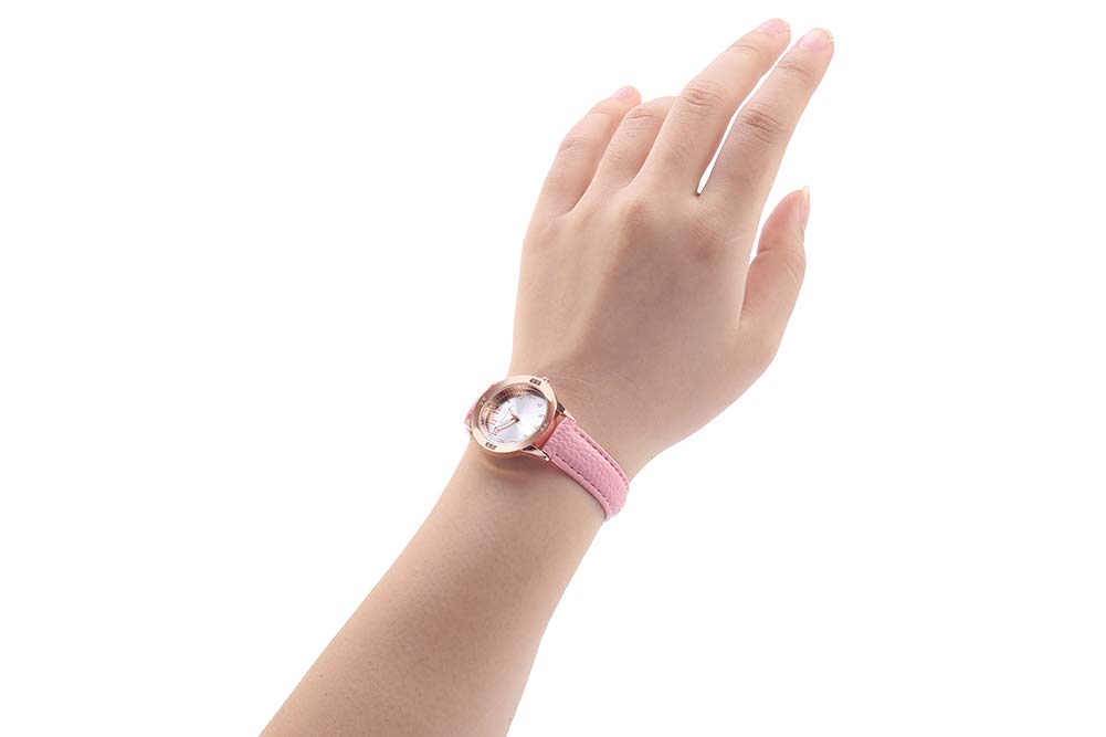 Ladies' Watch, Girls' Fashion Watch, Cute, Leather Band, Luminous, Quartz Movement, Stylish (Blue)