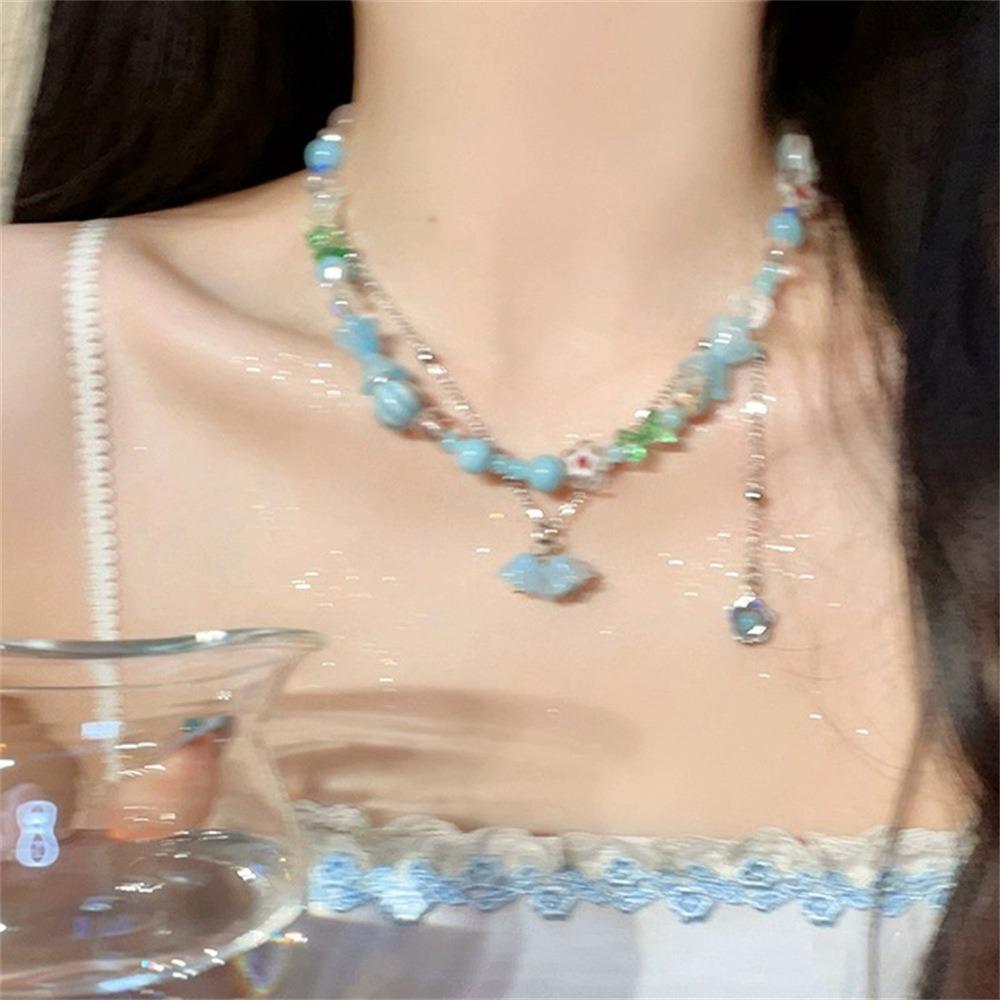 Dopamine Necklace: Candy-Colored Beaded Clavicle Design for Women - Sweet & Cool Internet Celebrity Jewelry