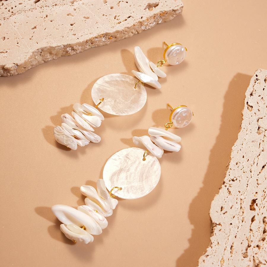 Серьги-гвоздики с имитацией жемчуга и ракушки, неправильной круглой формы, серебряная игла, модные, с индивидуальностью, для темперамента