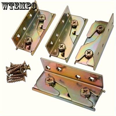 4pcs Bed Rail Brackets Ultra-Sturdy and Durable Easy Installation Without Mortise Non-Slip Bed Frame Support Includes Screws for Convenient Assembly