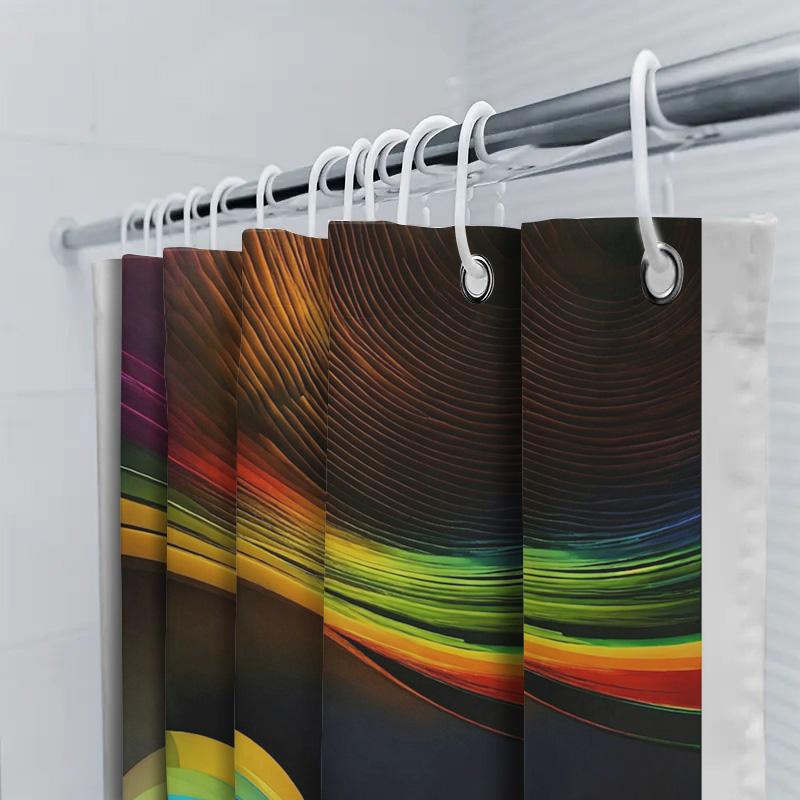 Colorful Curve Shower Curtain Modern Bathroom Decor For Home Decoration