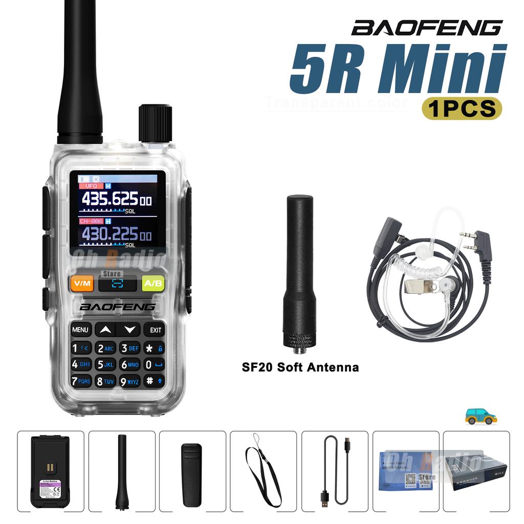 1 ADET Baofeng UV 5R Mini Telsiz Bluetooth Programlama Frekans Kopyalama USB-C Şarj Cihazı Çift PTT Bant AM Kamp Taşınabilir Radyo