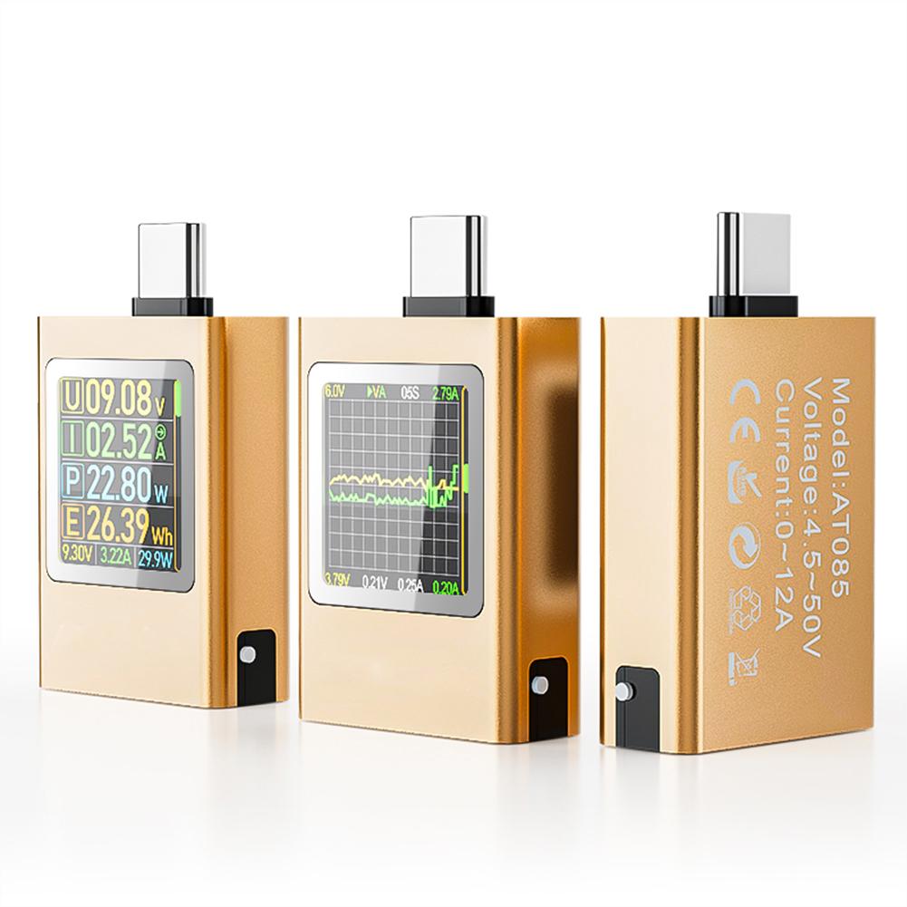Type-C USB Power Meter Tester Amp Volt Voltmeter Ammeter Detector DC 4.5-50V 0-12A PD 3.1 3.0 QC 2.0 3.0 Fast Charging Protocol