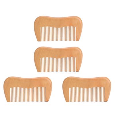 4 Stück Holzkamm Feinzahn Reduziert Haarbruch Ergonomisches Design Massagekamm Geburtskamm