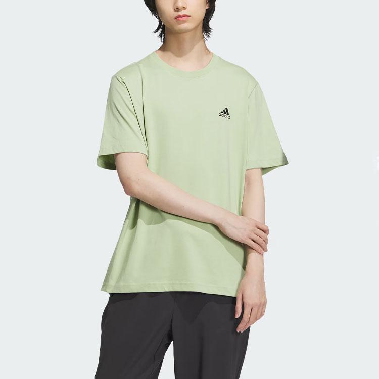 Adidas Sports Casual Solid Color Logo Round Neck Short Sleeve Drop Shoulder T-Shirt Unisex T-Shirt Magic-Yellow-Green JI9066