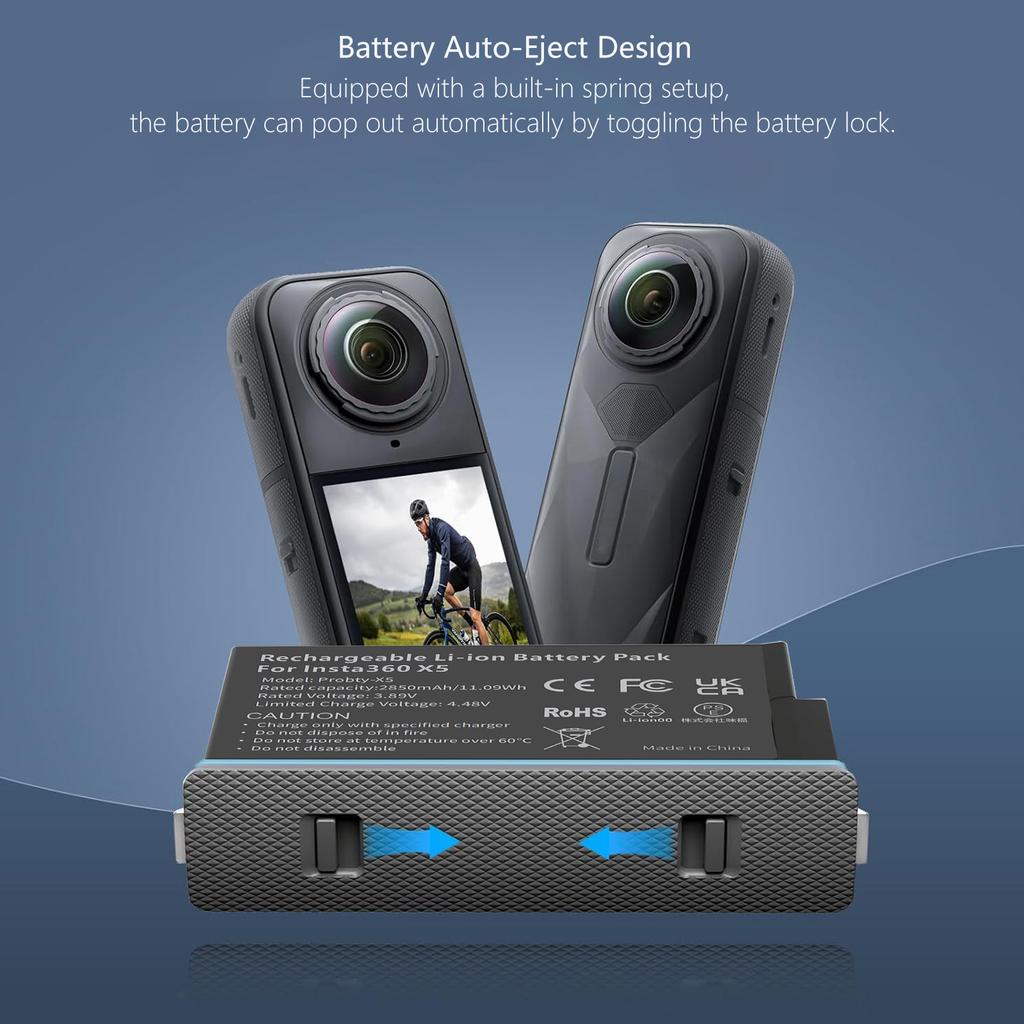 For Insta360 X5 Battery 2850mAh And LCD Dual ChannelFast Charger Hub Power Accessories For Insta 360 ONE X 5 Action Camera