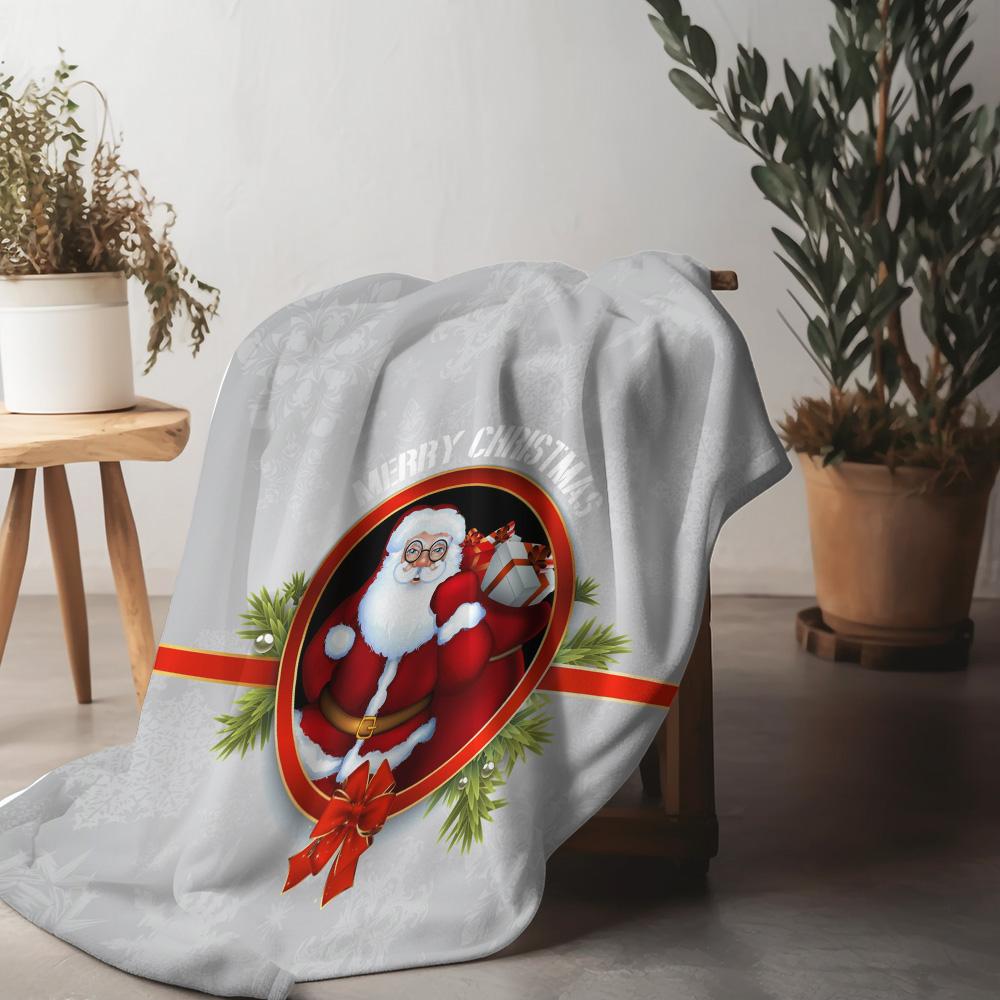 

Christmas Throw Blanket Cozy Flannel Festive Holiday Decor Gift Santa Claus Reindeer Winter Warm Soft Plush Blanket Home Decorat 75x90cm