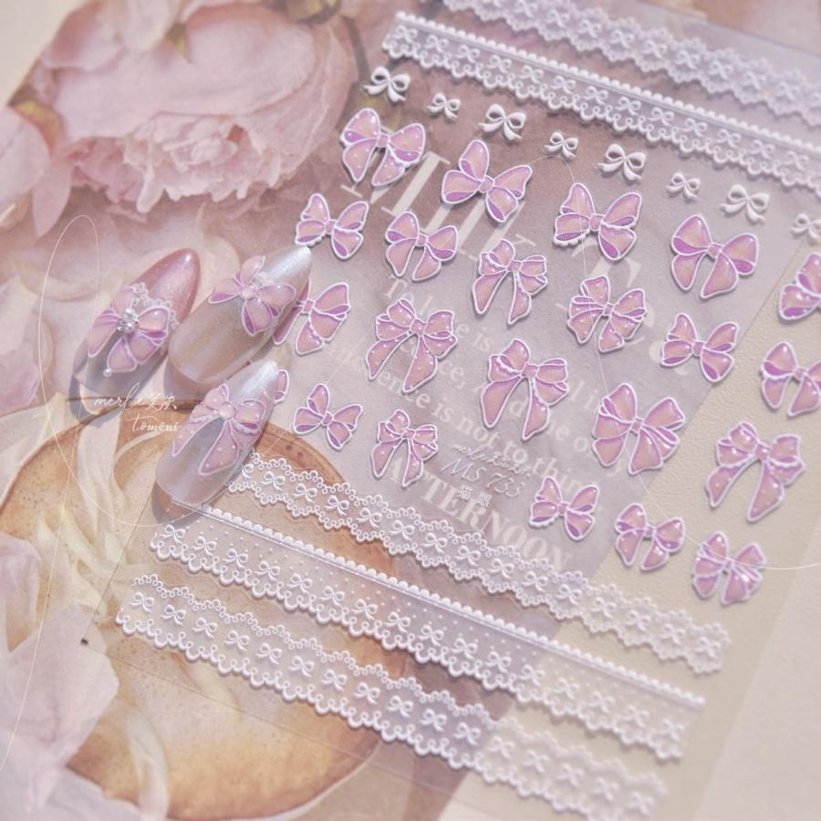 1pcs 5D Shell Light Nail Stickers Fashion Gold Border Love Bowknot Moon Star Art Decal High Quality Manicure Decorations