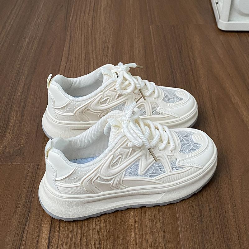 

Lace mesh breathable little white shoes women s shoes thin 2024 summer new versatile thick-soled lightweight sports and leisure shoes 35 покинуть белый