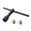 Marine Drain Stopper and Wrench Set with Brass Construction for Boat Drain Port Installation and Removal Tasks