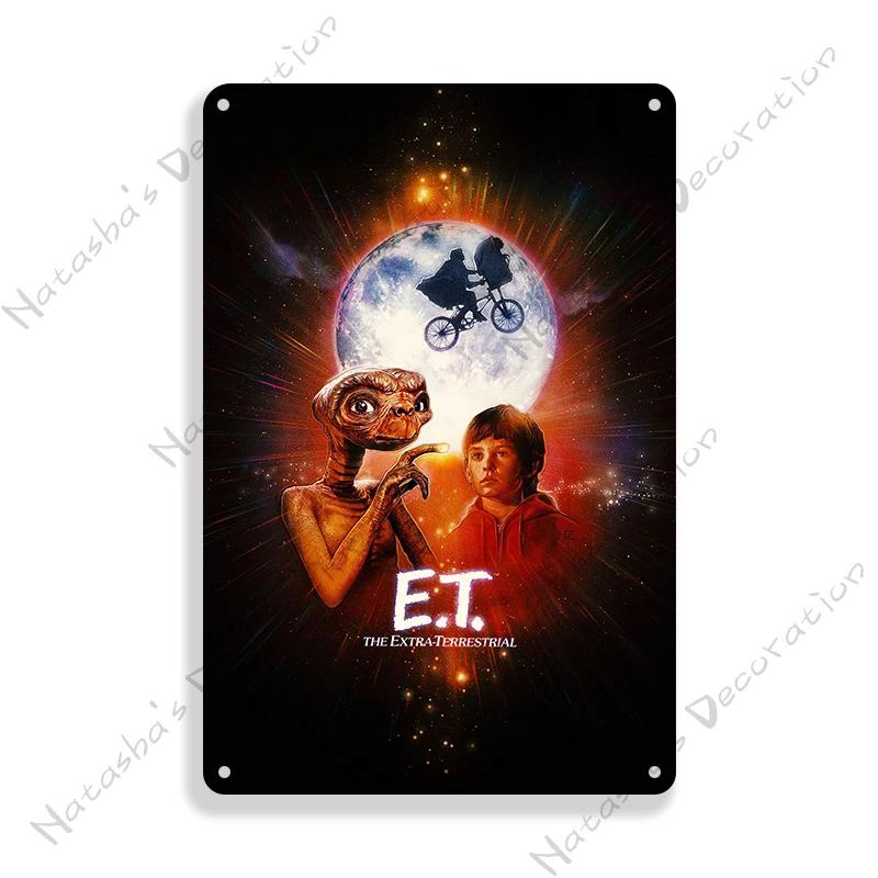 E.T. the Extra-Terrestrial Movie Metal Poster Vintage Wall Plate Bar Club Industrial Decor Metal Tin Sign Vintage Metal Plaque