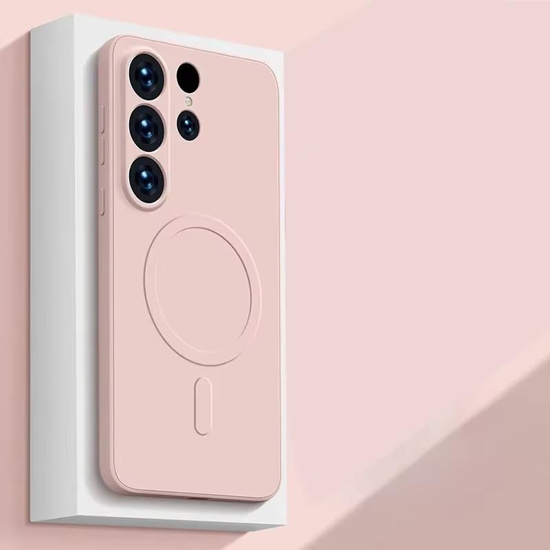 Matný magnetický kryt na telefon z tekutého silikonu pro Samsung Galaxy S25 S24 Ultra S23 S22 Plus S21 FE pro kryt pro bezdrátové nabíjení Magsafe