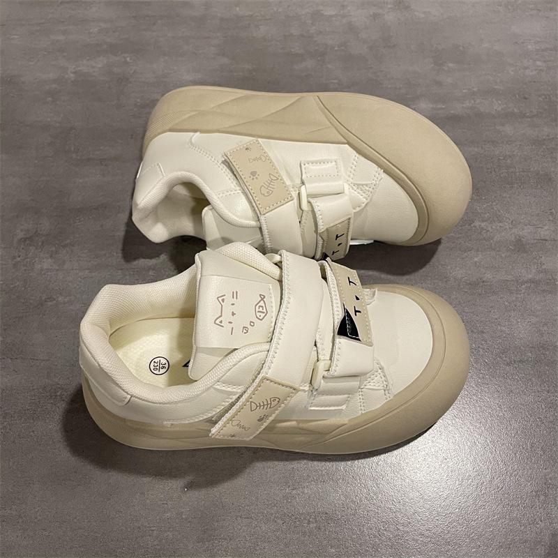 

High value soft baseplate shoes women s new versatile shoes platform white shoes Velcro women s shoes bread shoes 35