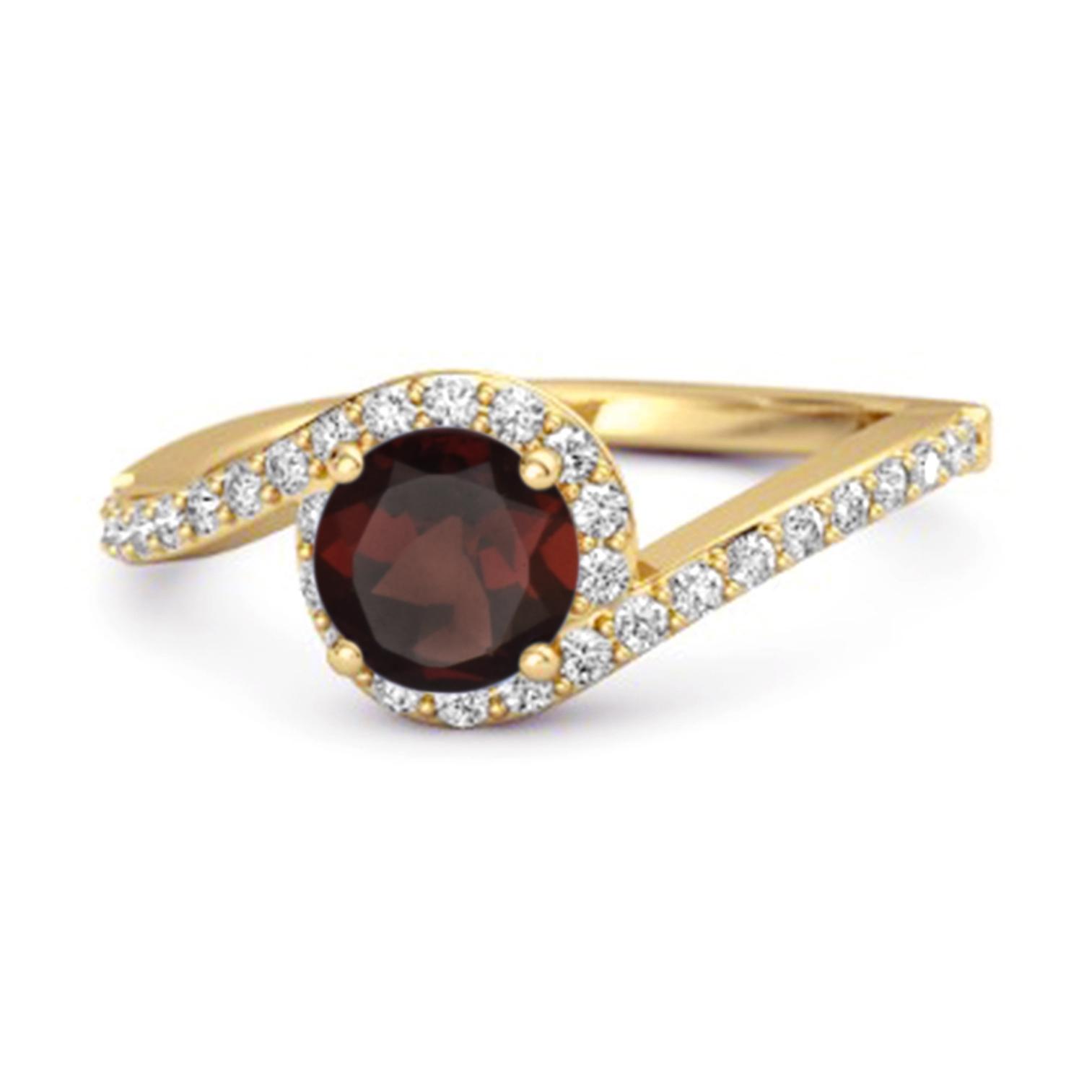 

Garnet Halo Twist pave Band Ring - 925 Sterling Silver Gold Vermeil 12 жовтий