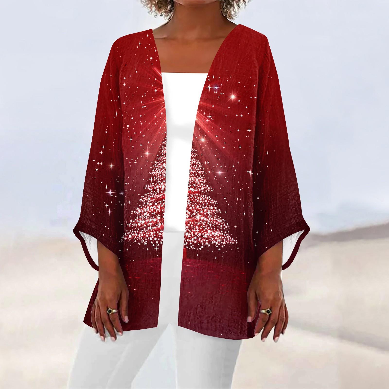 

Жіночий повсякденний модний легкий жакет середньої довжини з принтом XXXXXL червоний