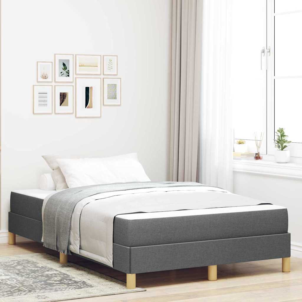Box Spring Bed with Mattress Dark Gray 120 x 190 cm Fabric